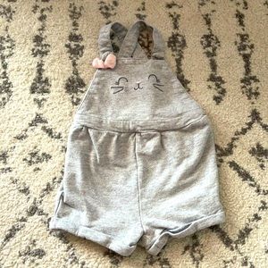 Carter’s 12 month girls gray kitty short overalls